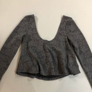 Dark grey lace flowy crop top.